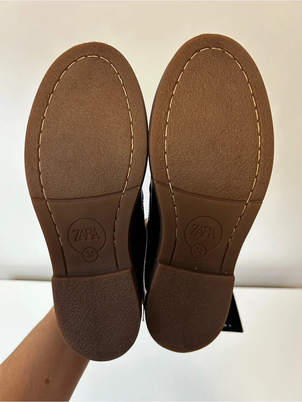 Zara Navy Leather Kids Lace-Up Dress Shoes with Brown Sole